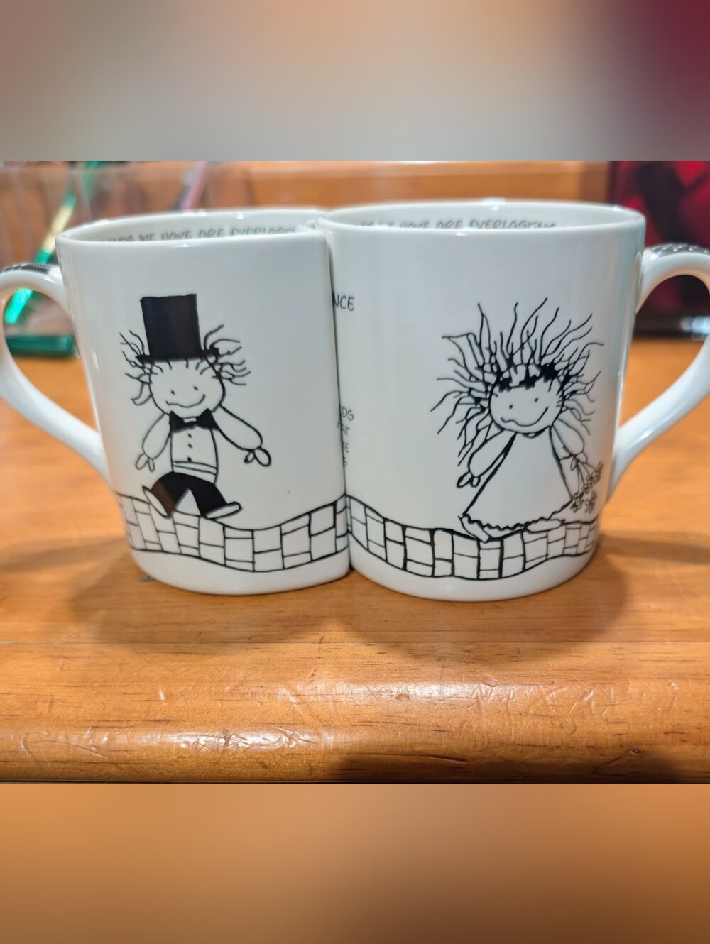 Children Of The Inner Light White Illustrated Couple Ceramic Mugs - Set of 2